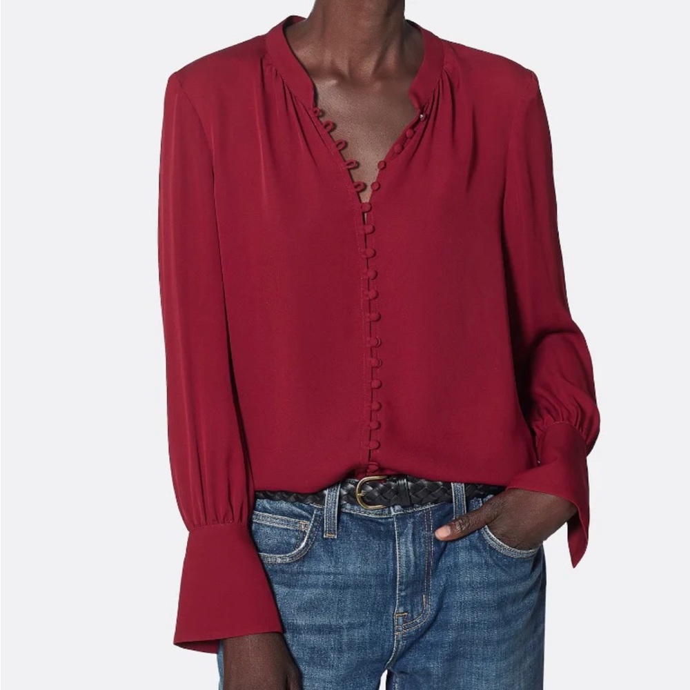 NEW with tags Joie silk georgette blouse in deep red. Size M.